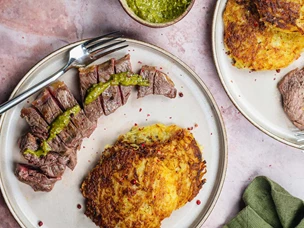 Bife braseado com rosti de batata